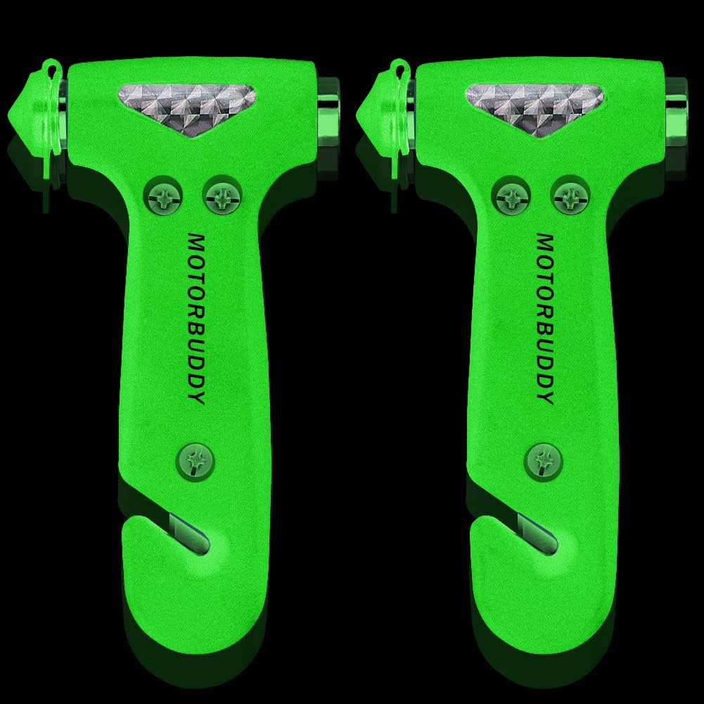 MOTORBUDDY 2-Pack Car Safety Hammer Seatbelt Cutter, Auto Emergency Escape Hammer with Window Glass Breaker and Seat Belt Cutter, Striking Red Escape Tool for Car Accidents