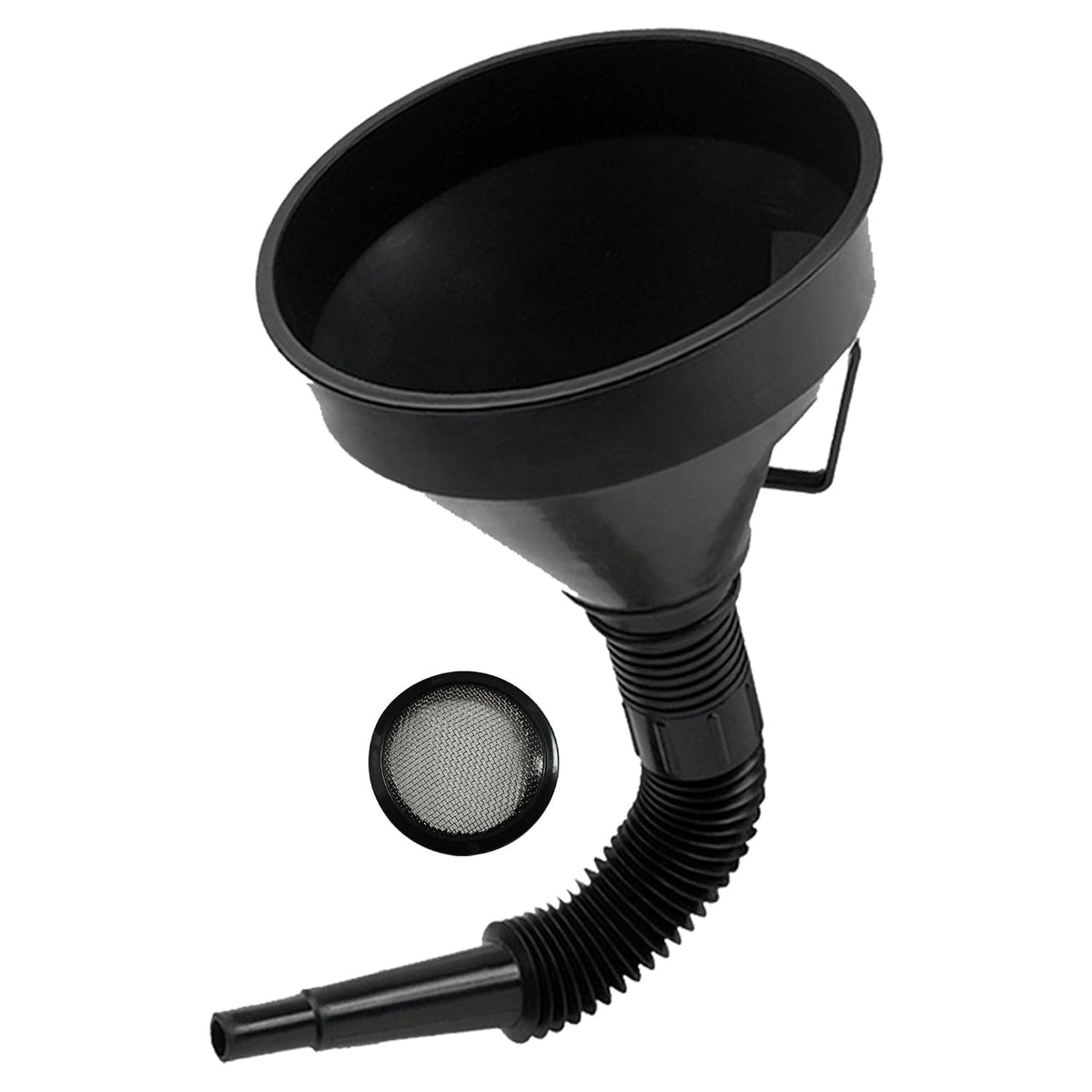 Flex Funnel - Wide Mouth Flexible Funnel with Handle, Automotive Funnels for Engine Oil, Liquid, Diesel, Kerosene,Gasoline (1PACK Black FUNNELS)