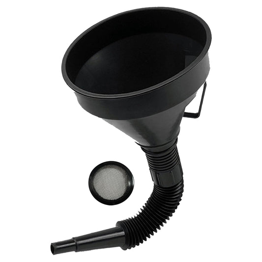 Flex Funnel - Wide Mouth Flexible Funnel with Handle, Automotive Funnels for Engine Oil, Liquid, Diesel, Kerosene,Gasoline (1PACK Black FUNNELS)