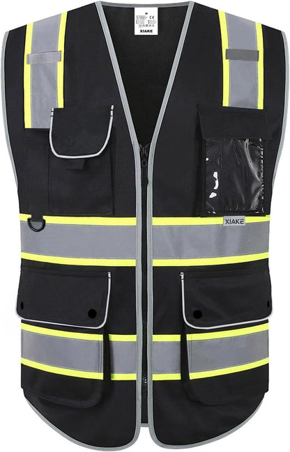 XIAKE Reflective Safety Vest for Men & Women High Visibility Class 2 Vest with Pockets Meets ANSI Standards