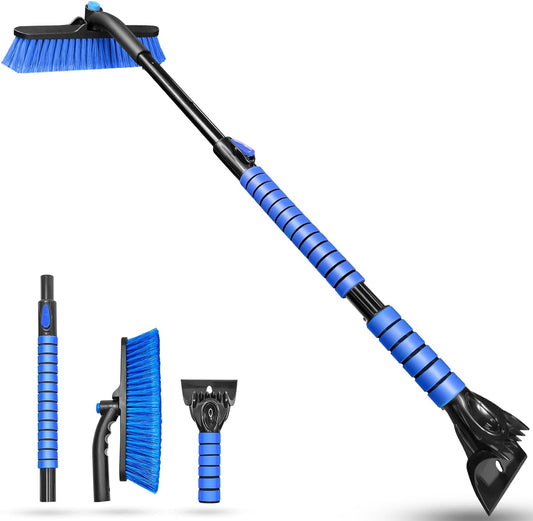 SEAAES Extendable Snow Removal Brush with Foam Grip for Truck SUV - Blue