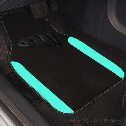 CAR PASS Rainbow Waterproof Universal Fit Faux Leather Car Carpet- Anti-Slip Nibbed Backing Floor Mats for SUV, Vans,Sedans,Trucks, Automotive Set of 4 for Women (Black with Red)