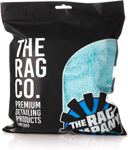 The Rag Company, The Liquid8r, Absorbent 70/30 Blend Microfiber Drying Towel for Cars, Trucks, and SUVs, Safe for Detailing, Scratch-Free, Twist Loop, 1100 GSM, 20x24 Inches, Aqua Blue/Grey