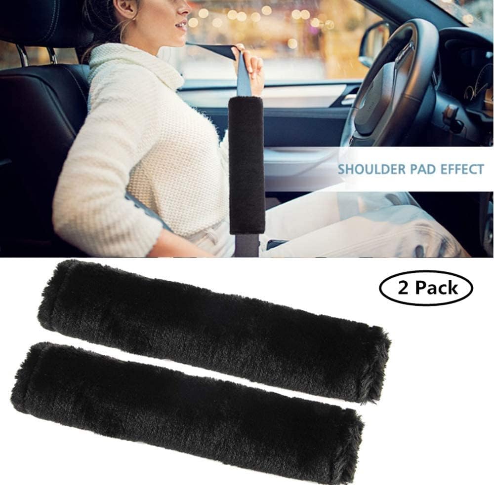 MOONET 2 Packs Car Seatbelt Covers Shoulder Pad for More Comfortable Driving, Universal Seat Belt Cover for Handbag Camera Backpack Straps, Soft Faux Sheepskin Wool Seat Belt Cushion (Beige)