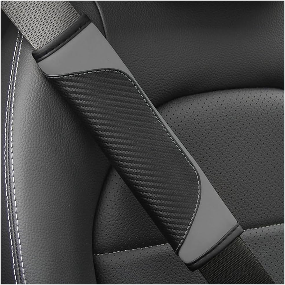 Osilly 2PCS Car Seat Belt Cover, Carbon Fiber Seatbelt Shoulder Protection, Soft Car Seat Belt Strap Cushion Protect Your Neck and Shoulder, Car Accessories Seat Belt Pad for Car Truck (Red)