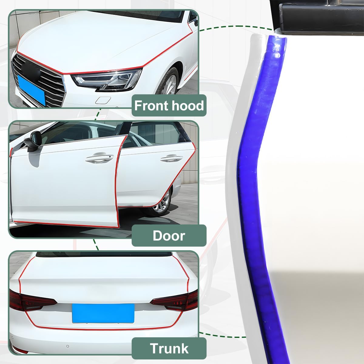 Osilly Car Door Edge Guards, 16Ft Rubber Seal Car Door Edge Trim, U Shape Door Edge Protector Guard, Aluminum Weather Proofing Automotive Door Edge Molding Protection for Most Car (Black)