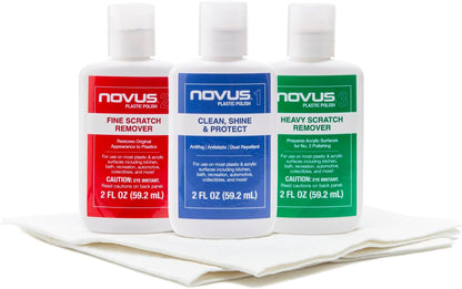 NOVUS Clear in Five Headlight Restoration Kit | 2 Ounce #1, 2, & 3 Bottles, Buffing Pad, Backing Pad Drill Attachment, 1,000 Grit Sanding Disk, 3 Polish Mates