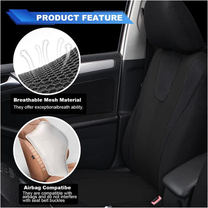 ZIMISI 4PCS Car Front Seat Covers, Comfort Breathable Vehicle Seat Protector Cover, Universal Automotive Interior Accessories for Car, SUV, Truck (Grey/Black)