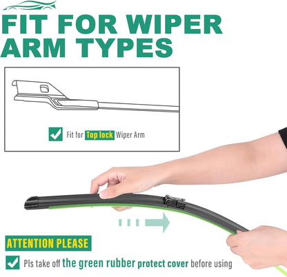 26" 16" 12" Windshield Wiper Blades Replacement for Toyota RAV4 2019 2020 2021 2022 2023 2024 2025 RAV 4 / Mazda 5 2006-2015 Premium All Weather Front Rear Wipers Set - OEM Quality (Pack of 3) - Colors C