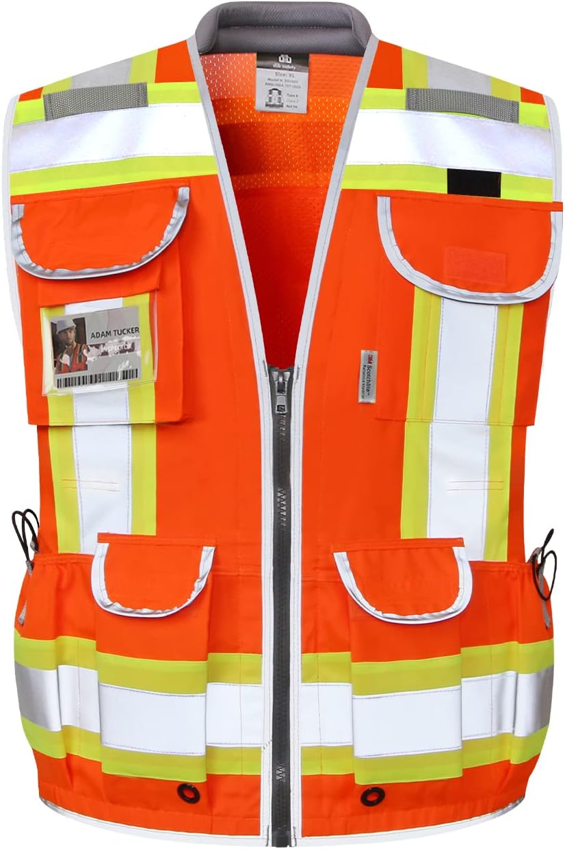 Dib Safety Reflective Mesh Vest ANSI Class 3, High Visibility with Pockets and Zipper, Made with 3M Reflective Tape, Yellow XL