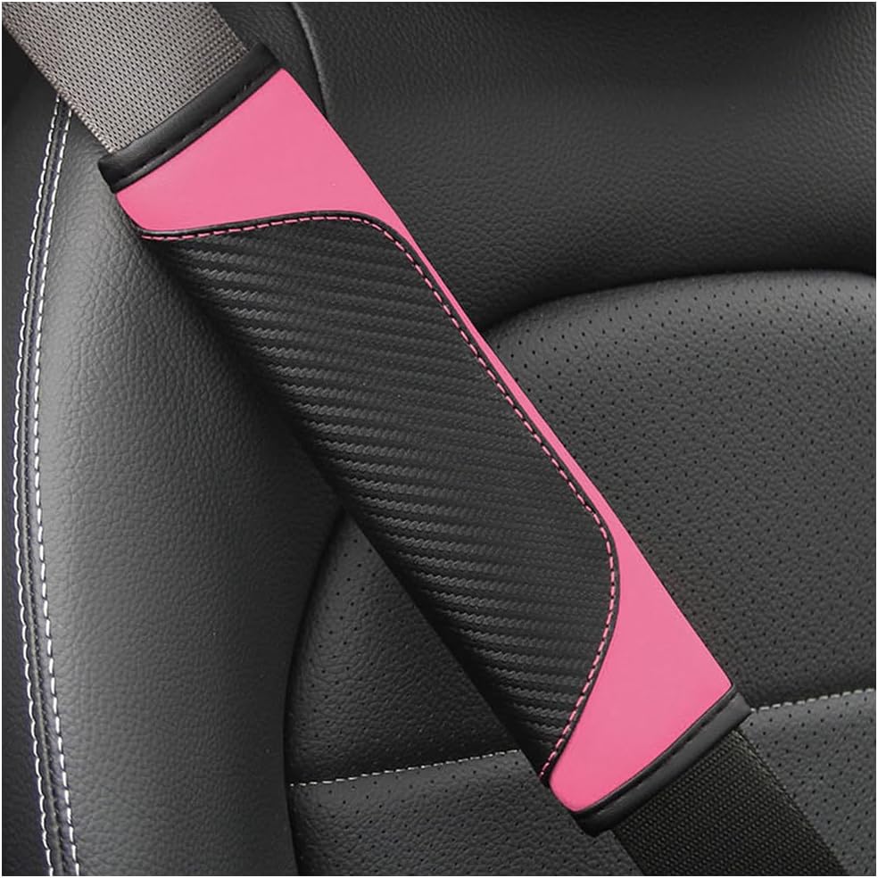 Osilly 2PCS Car Seat Belt Cover, Carbon Fiber Seatbelt Shoulder Protection, Soft Car Seat Belt Strap Cushion Protect Your Neck and Shoulder, Car Accessories Seat Belt Pad for Car Truck (Red)