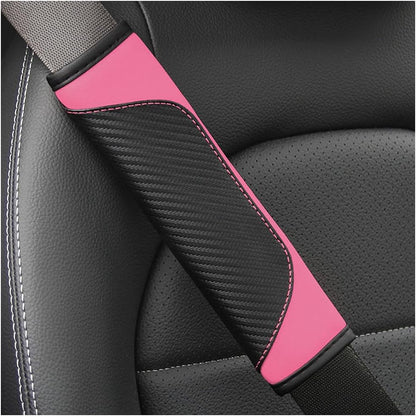Osilly 2PCS Car Seat Belt Cover, Carbon Fiber Seatbelt Shoulder Protection, Soft Car Seat Belt Strap Cushion Protect Your Neck and Shoulder, Car Accessories Seat Belt Pad for Car Truck (Red)