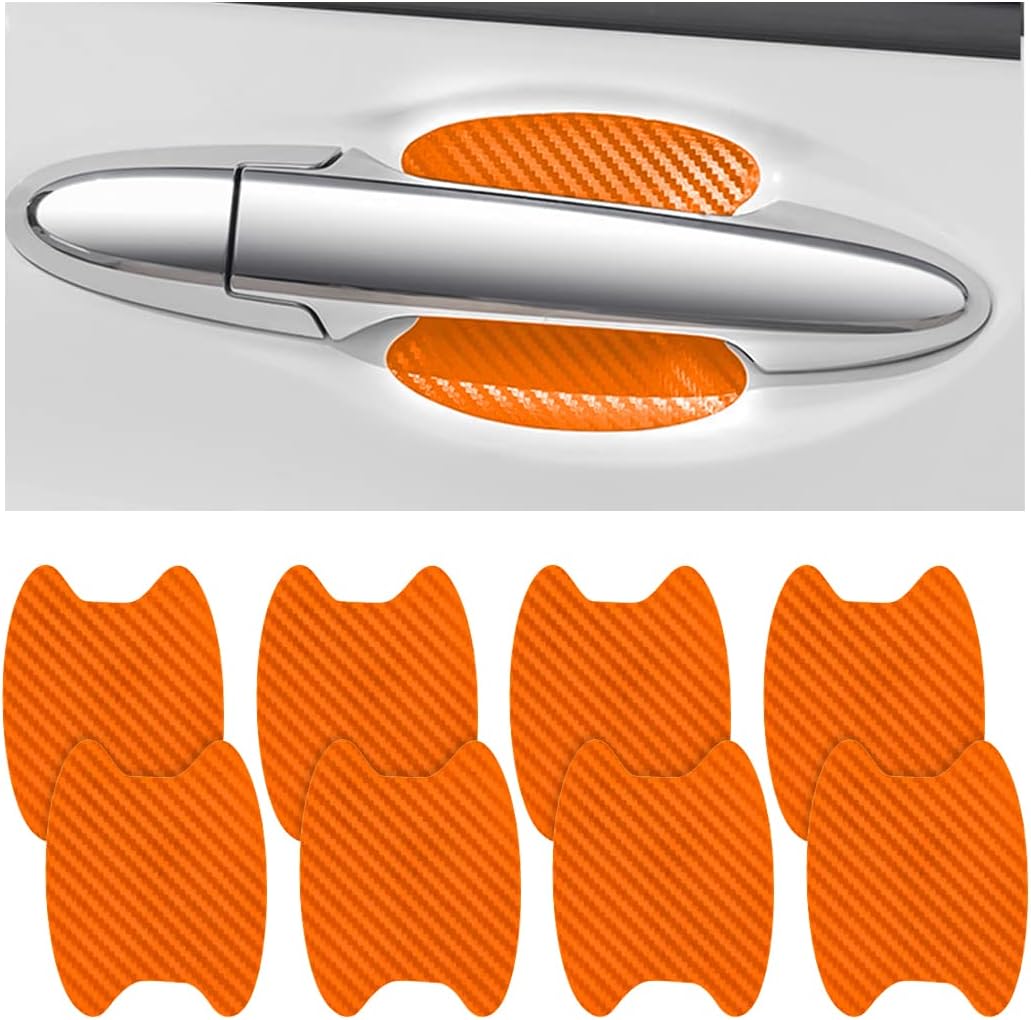 4PCS Sticker, Carbon Fiber Anti-Scratches Car Door Cup Protector, Non-Marking Auto Door Handle Protective Film, Universal for Most Car Handles (Black/4PCS)