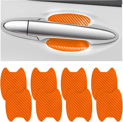 4PCS Sticker, Carbon Fiber Anti-Scratches Car Door Cup Protector, Non-Marking Auto Door Handle Protective Film, Universal for Most Car Handles (Black/4PCS)
