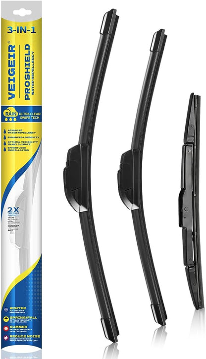3 Pack Windshield Wiper Blades Compatible with Mazda CX-5 2017-2025 and CX-9 2016-2023, Front and Rear, 24" 18" 14" - Colors A