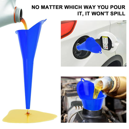 3-Pack Long-Neck Oil Funnels, 11" Multi-Purpose Funnels for Automotive & Motorcycle Use – Reusable Funnel for Oil, Gas & Transmission Fluid (Orange&Blue&Black)