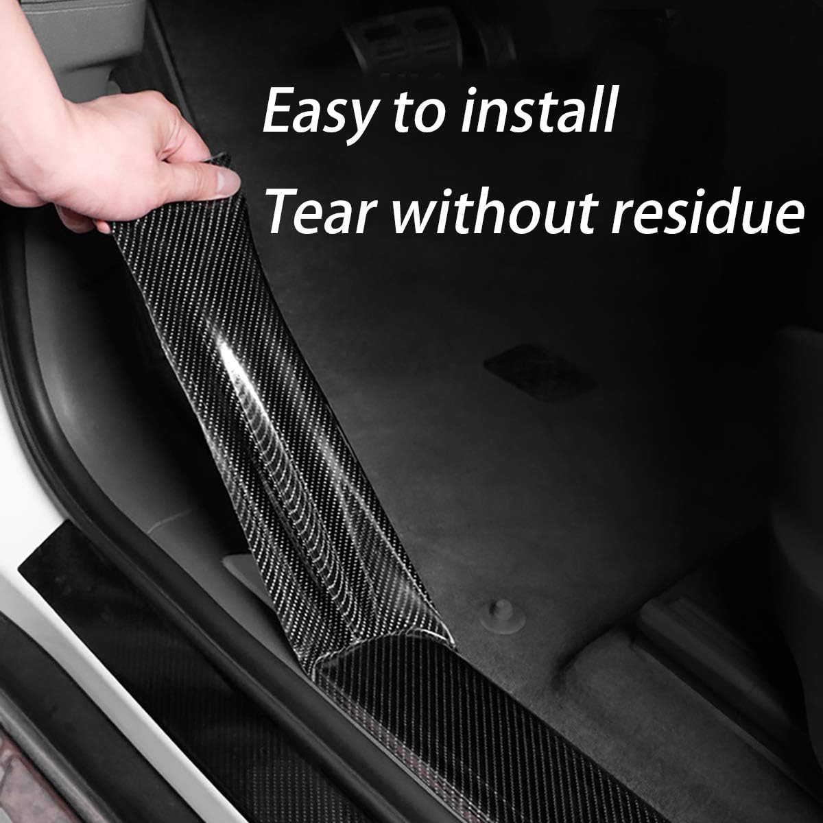 DGSL Car Door Edge Guards Door Sill Protector, 2.7In x 33Ft 5D Carbon Fiber Car Wrap Film, Vinyl Automotive Wrap Film Anti-Collision Fits for Most Vehicles (Black)