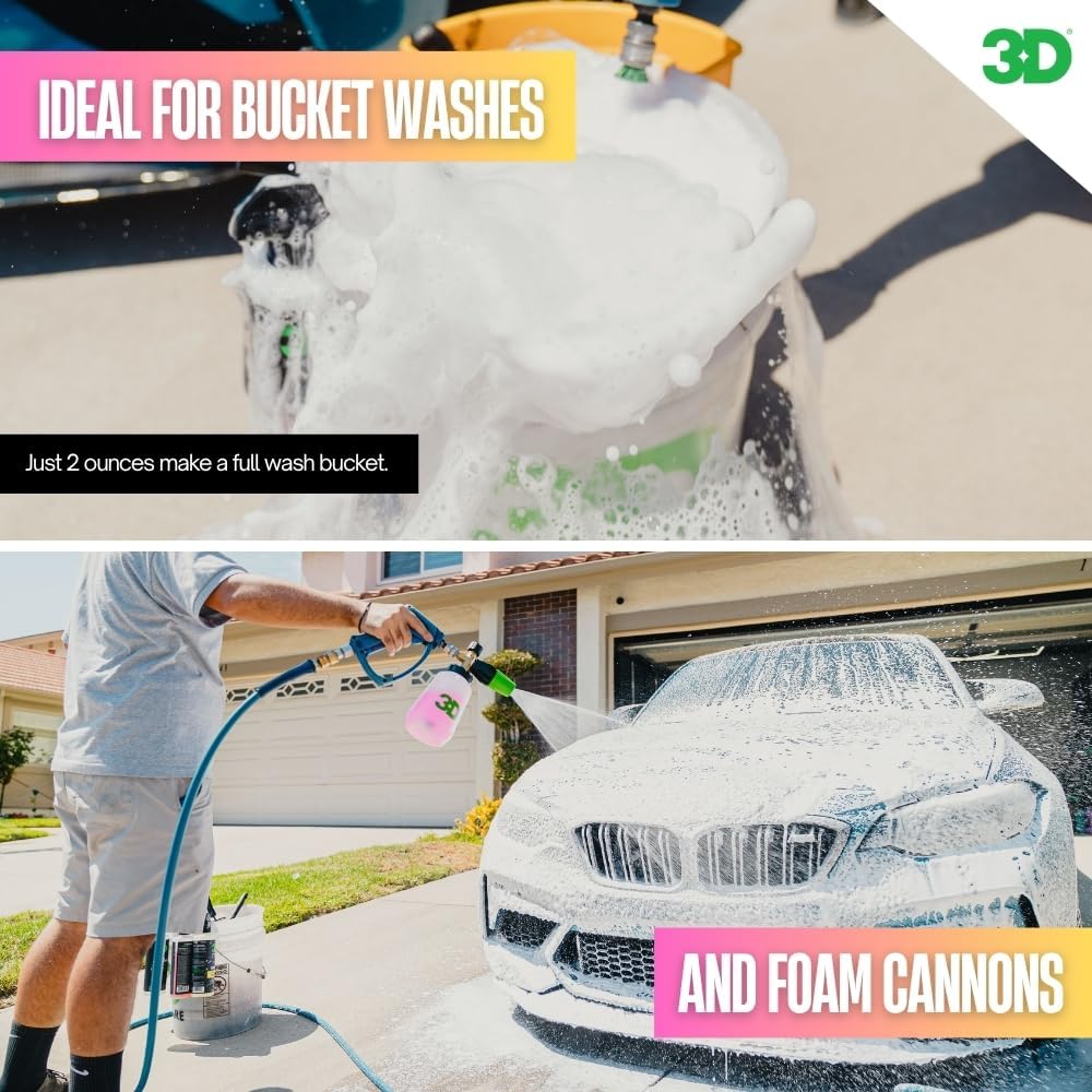 3D Pink Car Soap – 1 Gallon |pH Neutral Car Wash Soap with High Suds & Cherry Scent | Scratch-Free, High Gloss Shine | Safe on Wax & Sealants | Weekly Car Care