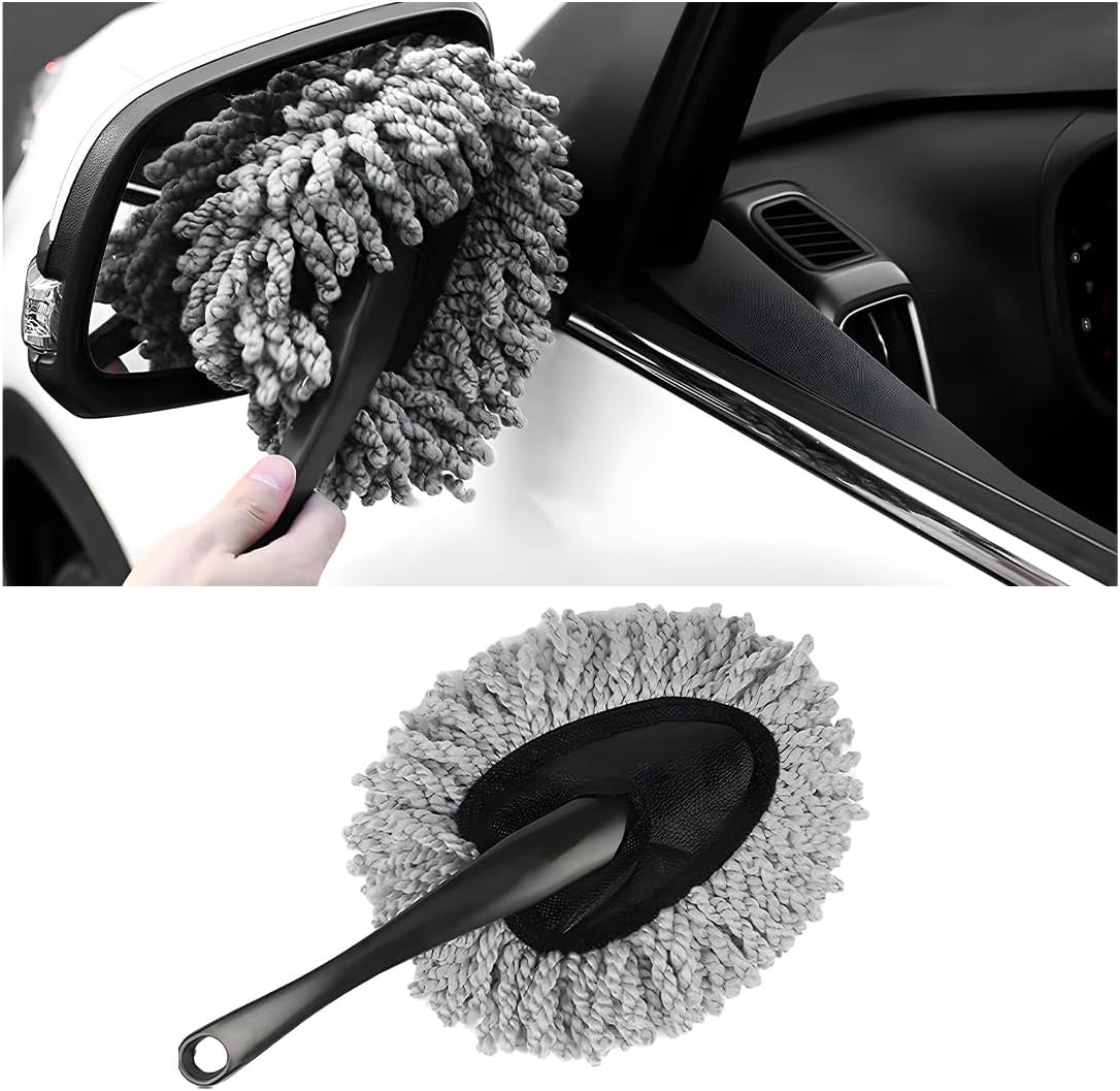 KVAEY Car Dash Duster Brush, Super Soft Microfiber Multi-Functional Car Cleaning Brush, Scratch Free Dash Dusting Tool with a Anti-Skid Handle for Vehicle Home Kitchen Cleaning (Gray)
