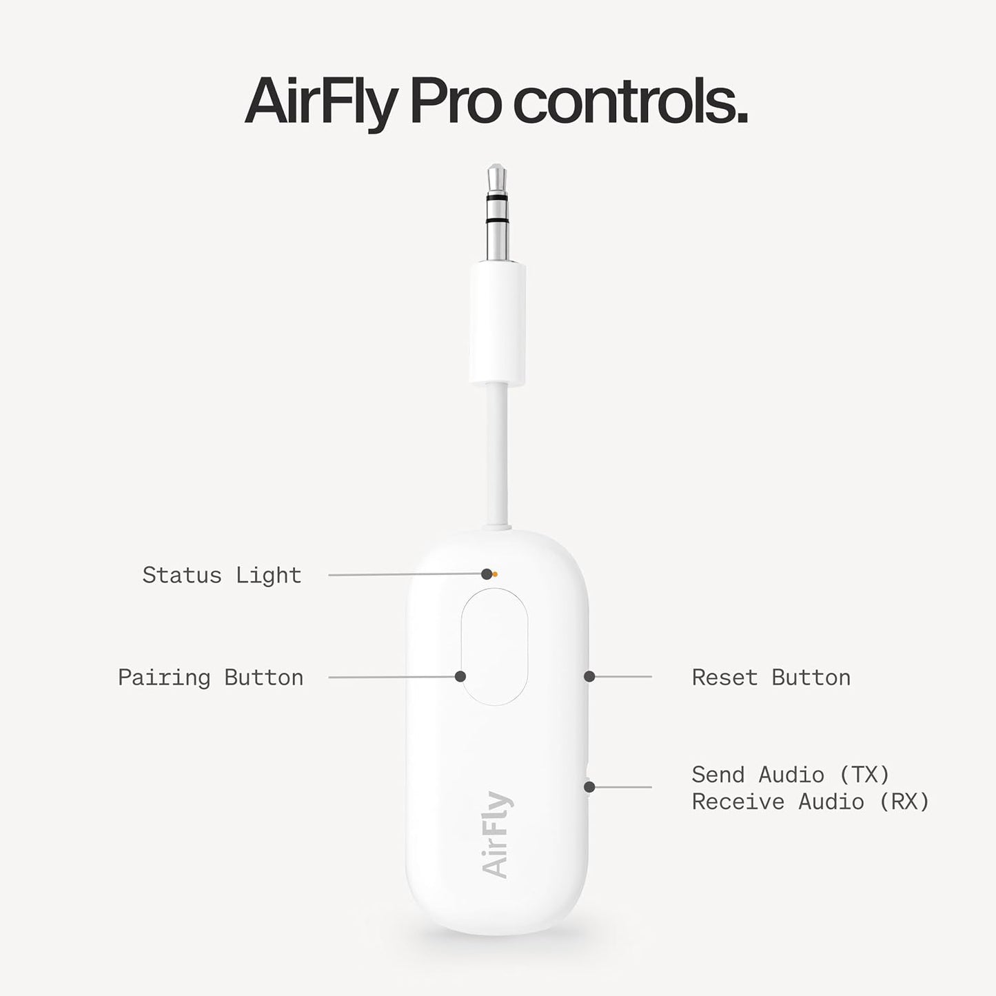 AirFly Pro 2 Deluxe – Bluetooth Adapter for Airplane, Pair 2 AirPods or Wireless Headphones – 3.5mm AUX Bluetooth Transmitter/Receiver for Cars, Boats, Treadmills, TVs – Airplane Travel Essentials