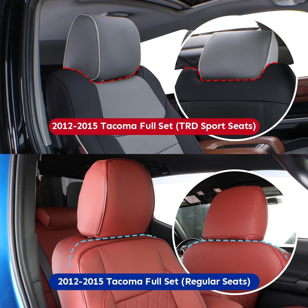 EKR Tacoma Car Seat Covers Custom Fit for Toyota Tacoma (Petrol) 2024 2025 2026 DoubleCab/CrewCab SR/SR5/TRD Sport/TRD Off-Road/Limited -Truck Seat Covers Full Set,Faux Leather(Black)