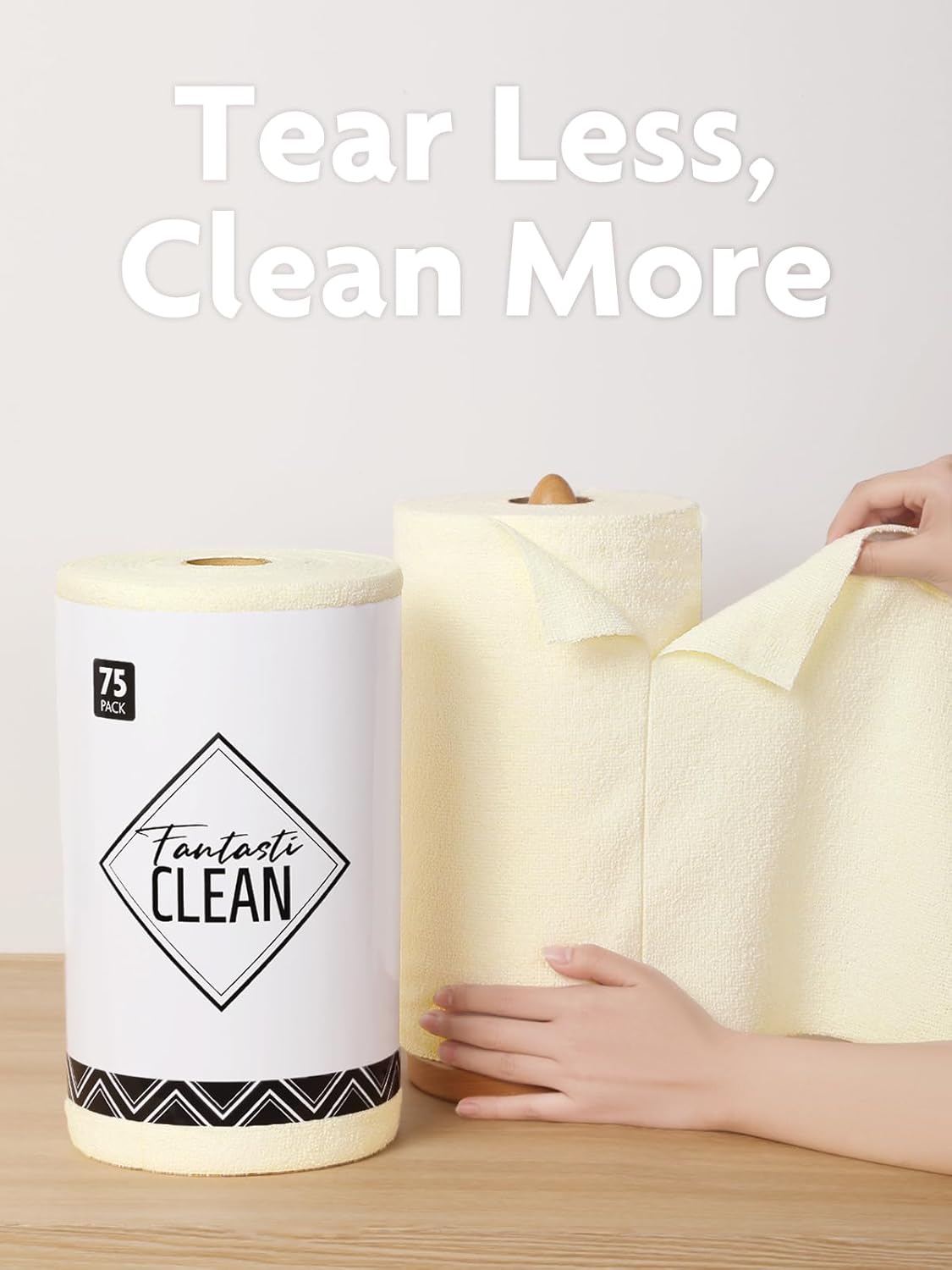 Fantasticlean Microfiber Cleaning Cloth Roll -75 Pack, Tear Away Microfiber Towels, 12" x 12", Reusable, Washable, Scratch Free, Ultra Absorbent for All-Around Cleaning Supplies (DimGray)