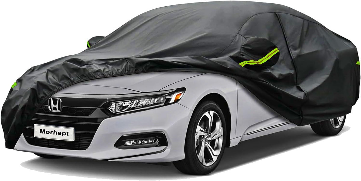 Car Cover Waterproof All Weather for Automobiles, Outdoor Full Exterior Covers for Sedan Black(Suggest Car Length from 194"-208")