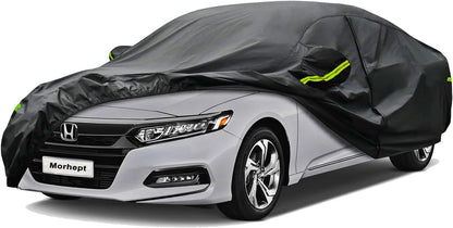 Car Cover Waterproof All Weather for Automobiles, Outdoor Full Exterior Covers for Sedan Black(Suggest Car Length from 194"-208")