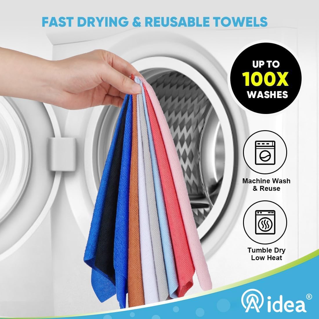 AIDEA Microfiber Cleaning Cloth Roll, Grey 75PK, Reusable Paper Towels Tear Away Cloth, Microfiber Towels for Cars, Wash Cloths, Lint Free Rags for House, Kitchen,Window,Cleaning Supplies 11.5"×11.5"