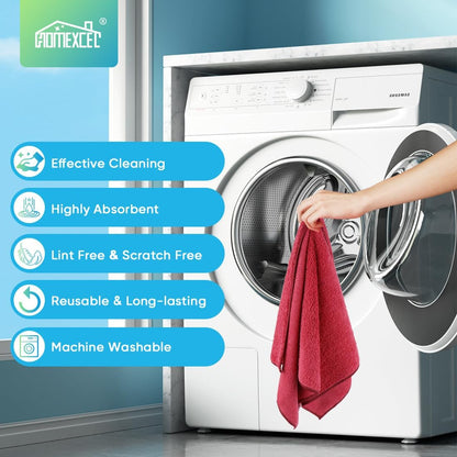 HOMEXCEL Grey Microfiber Cleaning Cloth, 12 Pack Premium Microfiber Towels for Cars, Lint Free, Scratch-Free, Highly Absorbent, Reusable Cleaning Rags for Car, Household, Kitchen, Window, 11.5"X11.5"