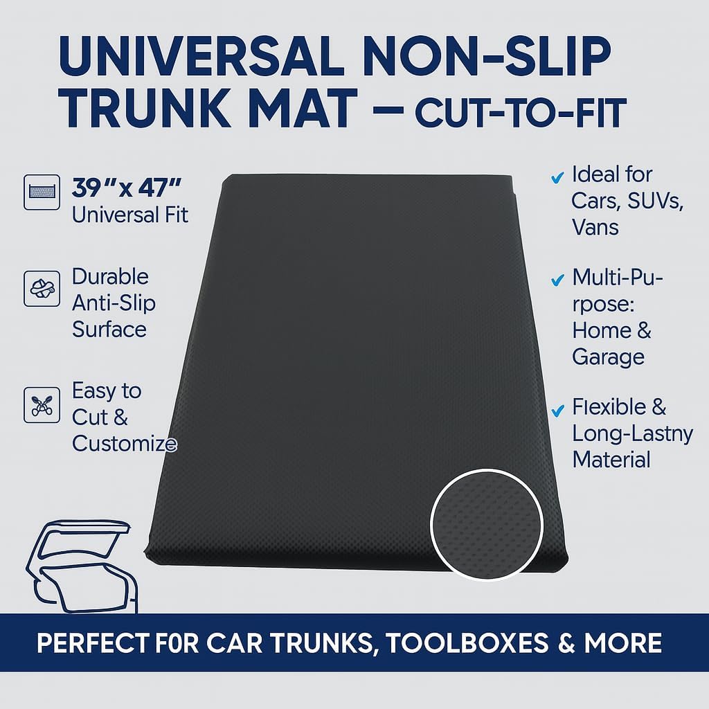 Dependable Industries Premium Non-Slip Car Trunk Mat Cargo Liner Universal Cut-to-Fit Protects Against Dirt Size 39" x 47"