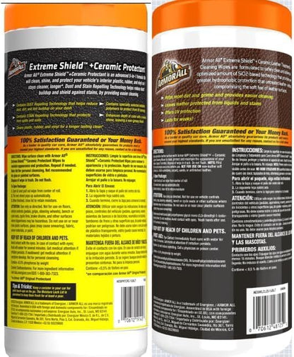 Armor All Interior Car Cleaning Wipes Kit, Disinfects, Protects, and Cleans Car Interiors, Includes Leather Care Wipes, Glass Wipes, Disinfectant Wipes, and Protectant Wipes, 4 Count