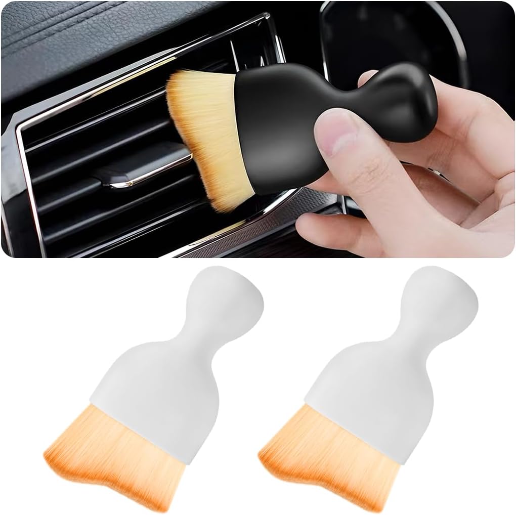 Blilo Car Interior Detailing Brush, Auto Soft Hair Cleaning Brushes, Curved Dirt Dust Collectors, Removal Tool for Dashboard Air Conditioner Vents Leather, Scratch Free (Black/1PCS)