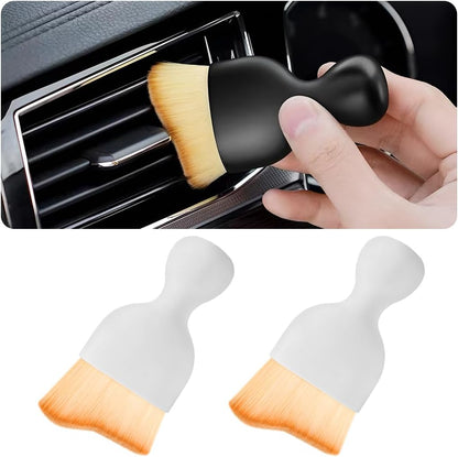 Blilo Car Interior Detailing Brush, Auto Soft Hair Cleaning Brushes, Curved Dirt Dust Collectors, Removal Tool for Dashboard Air Conditioner Vents Leather, Scratch Free (Black/1PCS)