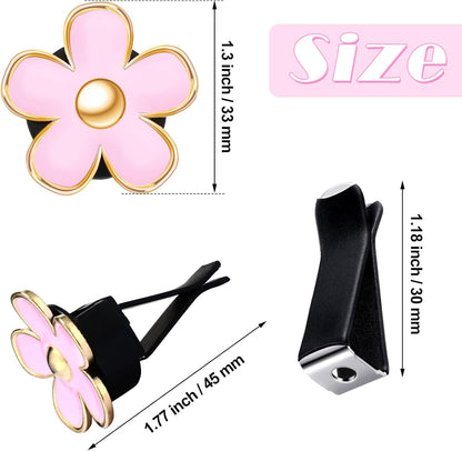 Frienda 6 Pcs Daisy Flower Air Vent Clip Accessories Air Conditioning Outlet Clip Car Air Freshener Dashboard Accessories Charm Car Inter Decor(3 cm, 3.3 cm,White)