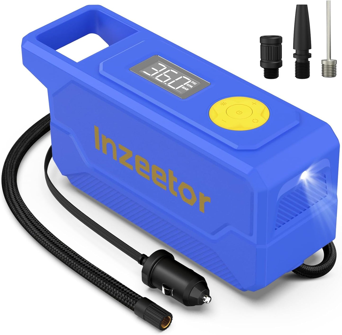 150 PSI Tire Inflator Portable Air Compressor, 12V DC Auto Shutoff Air Pump with Digital Pressure Gauge and Emergency LED Light for Car Tires, Bicycle & Balloons, Black
