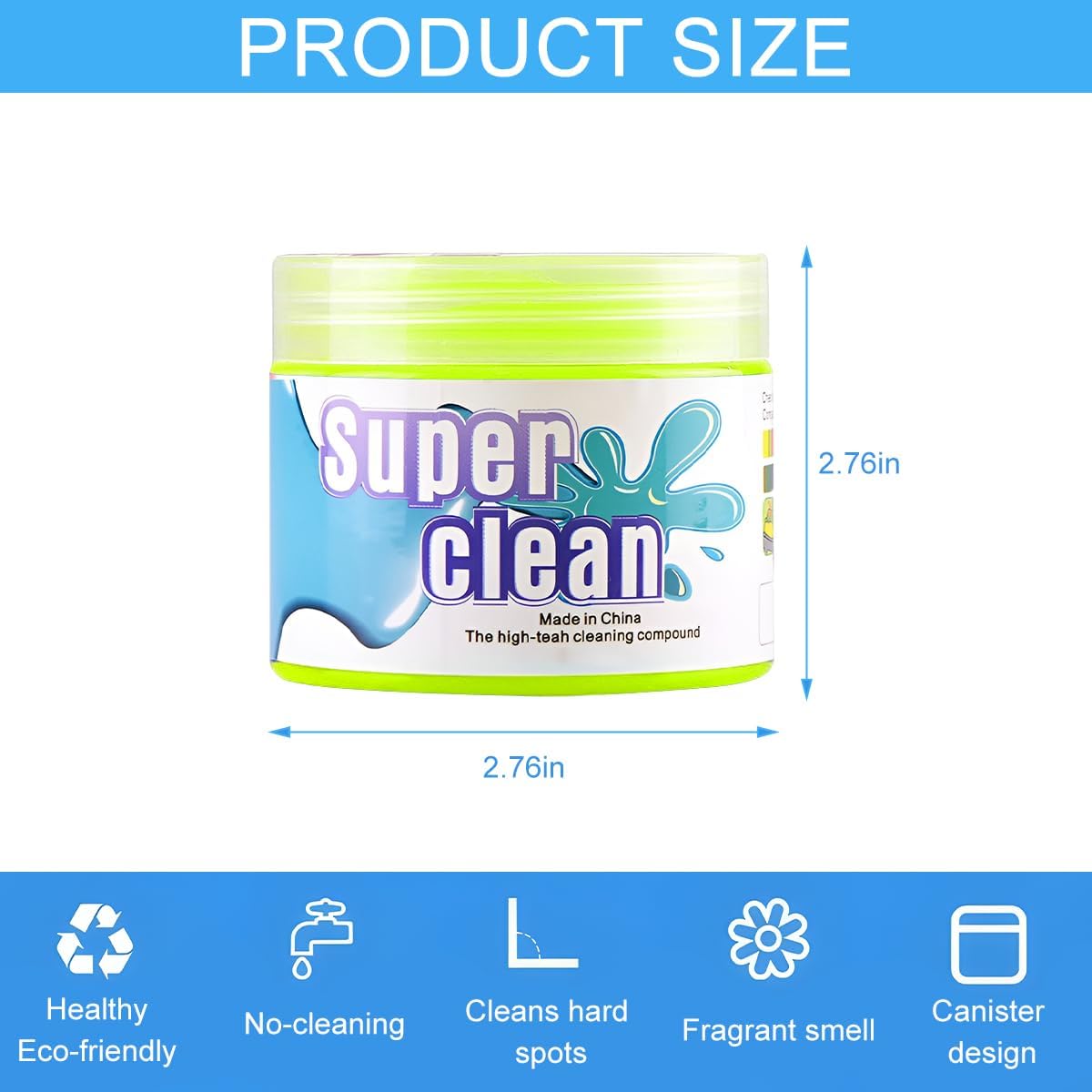 Car Cleaning Gel, Vehicle Dust Detailing Putty Slime Cleaner Kit for Air Vent, Reusable Automotive Interior Detail Clean Mud Removal Tool, Universal for SUV Sedan Truck (Blue)