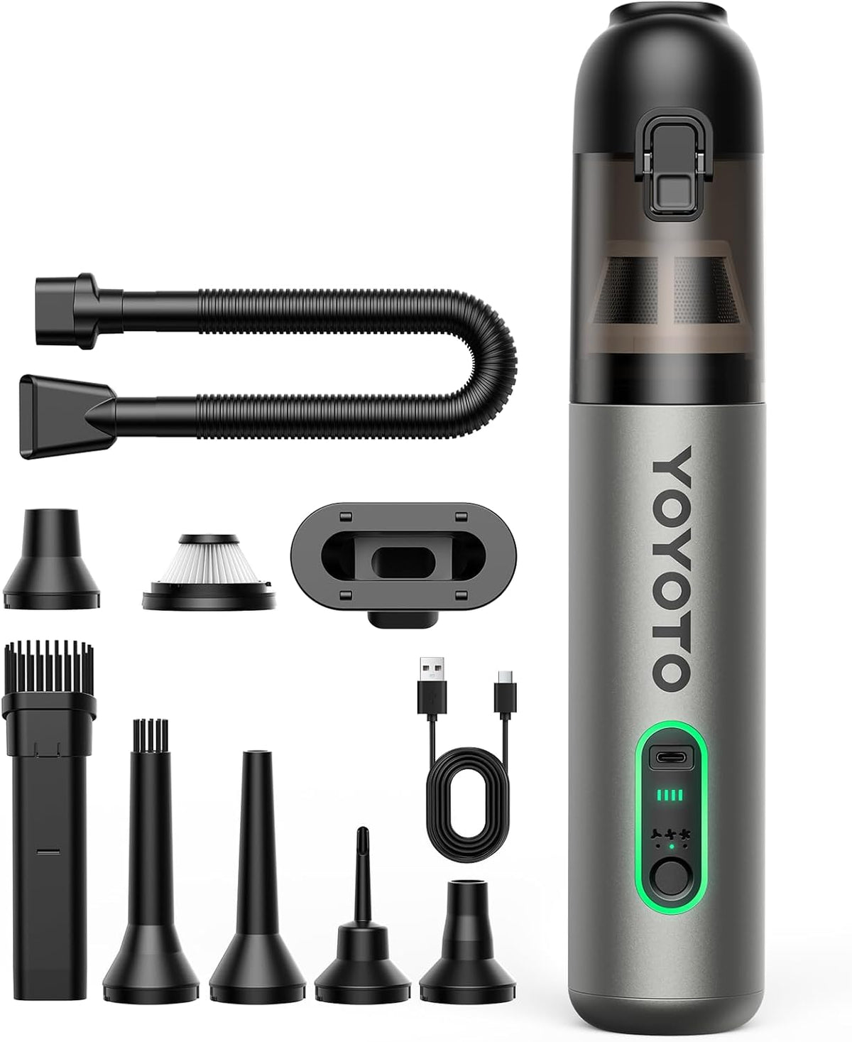 Car Vacuum, Handheld Vacuum Cordless with 21000Pa Powerful Suction & 3 Modes, 4-in-1 Portable Hand Held Mini Vacuum Cleaner Rechargeable, Ultra Light for Car Home Office (Black)