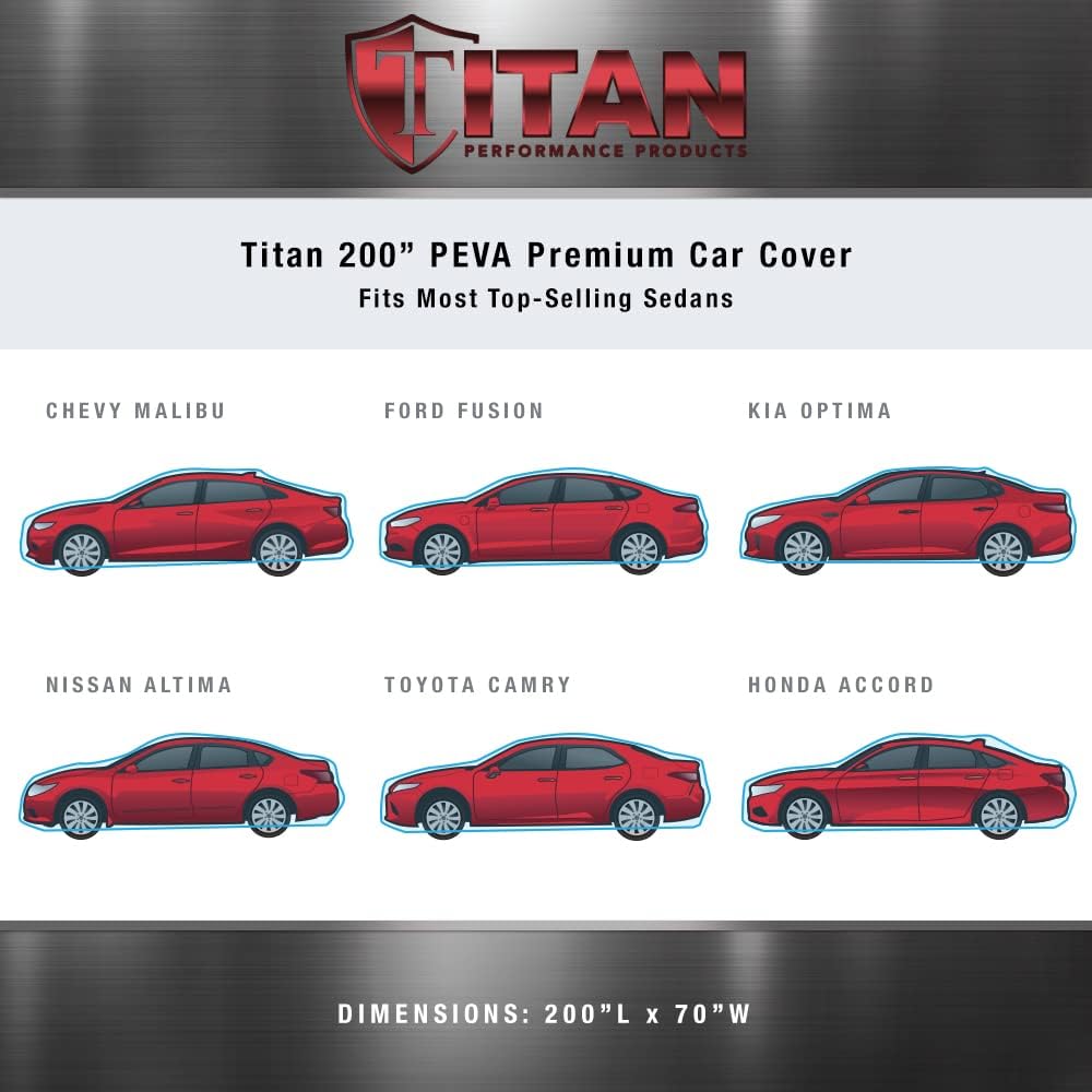Titan Premium Multi-Layer PEVA Car Cover for Compact SUV 170-187". Waterproof, UV Protection, Anti-Scratch Protective Lining, Driver-Side Zippered Opening. Fits Rav4, Rogue, CR-V and More.