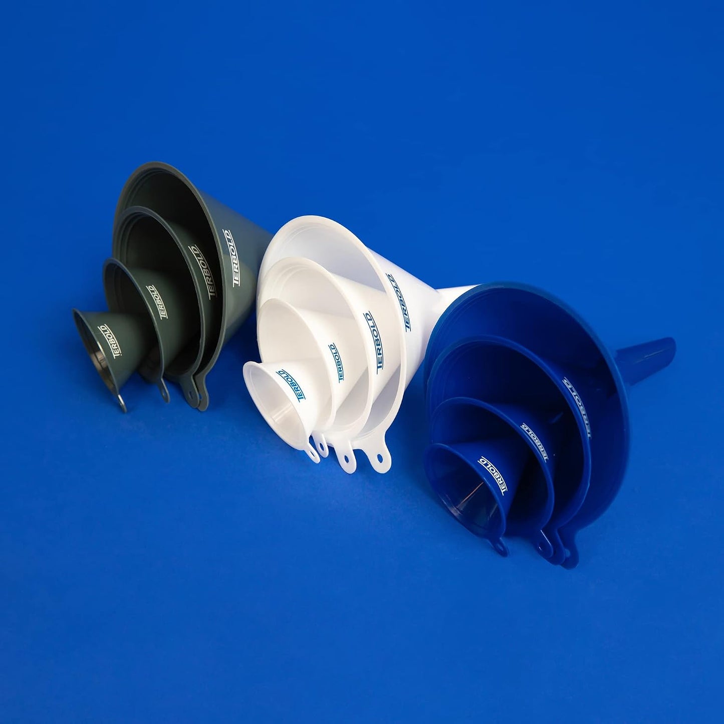 4pc Funnel Nesting Set in BPA Free Plastic for Kitchen Cooking, Car Oil, Home, or Lab Use (Black)