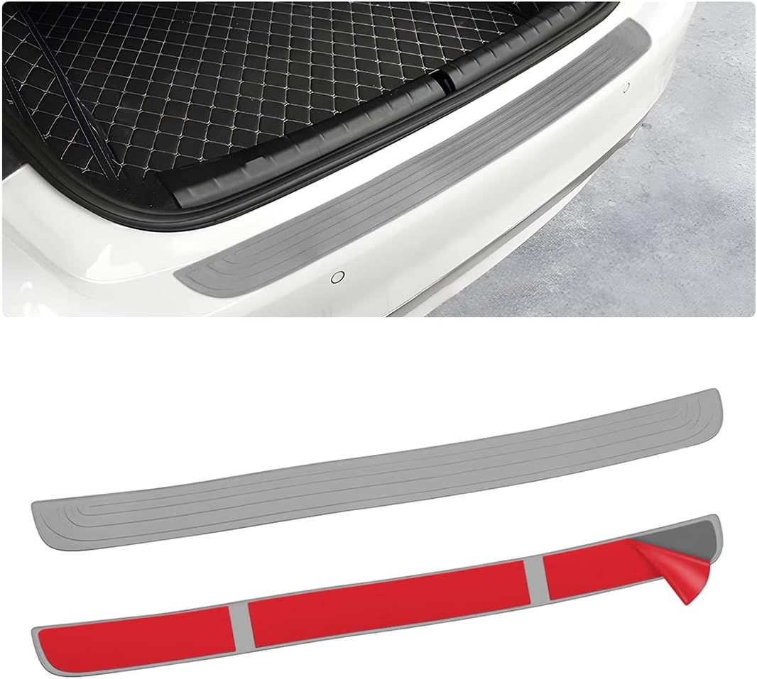 Car Rear Bumper Protector Guard, Anti-Scratch Abrasion Rubber Trunk Door Entry Sill Guard, Non-Slip Vehicle Trim Cover Protection Strip, Car Accessories for Most Cars and SUV (Black/Red/35.4" x2.7)