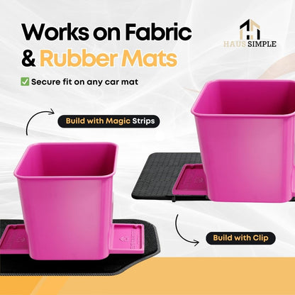 Car Trash Can with Stability Wings – Leakproof Portable Garbage Bin for Fabric & Rubber Mats – Compact Durable Plastic Auto Organizer for Cars, SUVs, Trucks (Black, Large)