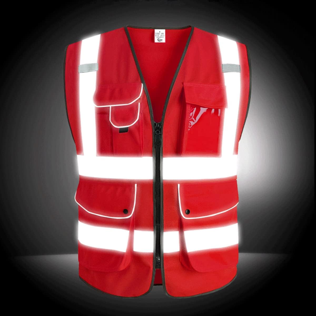 XIAKE 9 Pockets Class 2 High Visibility Reflective Safety Vest for Men Women,Meets ANSI/ISEA Standard
