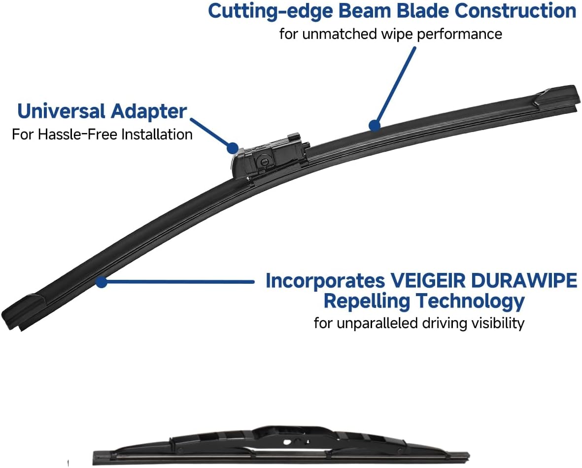 3 Pack Windshield Wiper Blades Compatible with Mazda CX-5 2017-2025 and CX-9 2016-2023, Front and Rear, 24" 18" 14" - Colors A