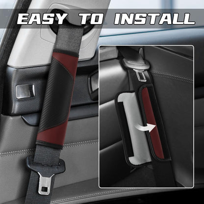 2PCS Car Seat Belt Cover Pad, Soft Carbon Fiber Leather Seatbelt Shoulder Protector for a More Comfortable Driving, Universal Safety Belt Strap Cover to Protect Your Neck (Blue)