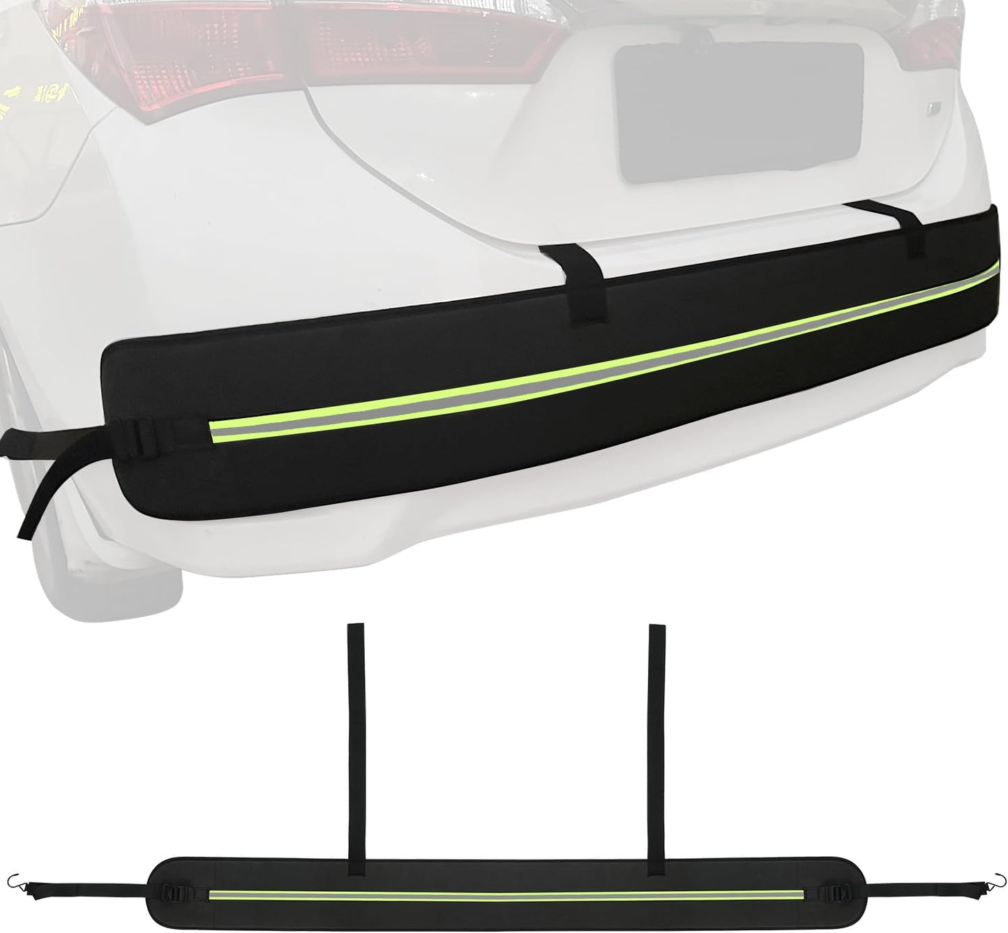 Rear Bumper Guards for Cars, Car Bumper Protector with Long Safety Reflector for Nighttime Visibility, Rear Bumper Protector 72" x 8.07" x 0.4"(DO NOT Drive with IT ON)