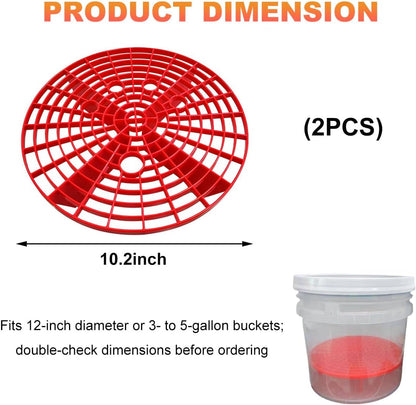 2 PCS Car Wash Bucket Inserts, Auto Detail Dirt Gaurd Buckets Filter Helps Remove Dirt Debris, Dirt Guard Insert Wash Filter Fits 12 Inch Diameter Bucket or 3-5 Gallon Buckets (Black+Red)