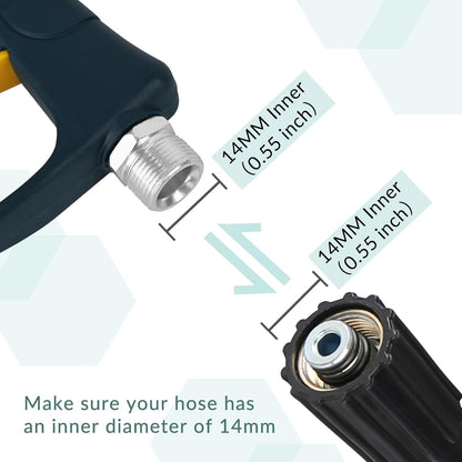 Sooprinse Short Pressure Washer Gun With Foam Cannon, High Pressure Snow Foam Lance, 1/4 Inch Quick Connector, Power Washer Blaster, Car Wash Mitt, 3000 PSI, 1 Liter