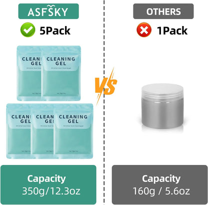 ASFSKY Car Cleaning Gel for Car Detailing Car Cleaning Gel Putty Reusable Keyboard Cleaner Gel Car Putty for Cleaning Dust Universal Cleaning Gel 5 Pack(Green)