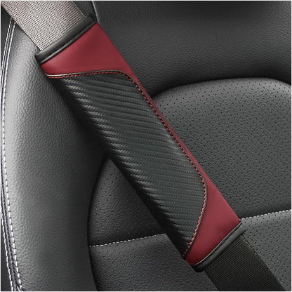 Osilly 2PCS Car Seat Belt Cover, Carbon Fiber Seatbelt Shoulder Protection, Soft Car Seat Belt Strap Cushion Protect Your Neck and Shoulder, Car Accessories Seat Belt Pad for Car Truck (Red)
